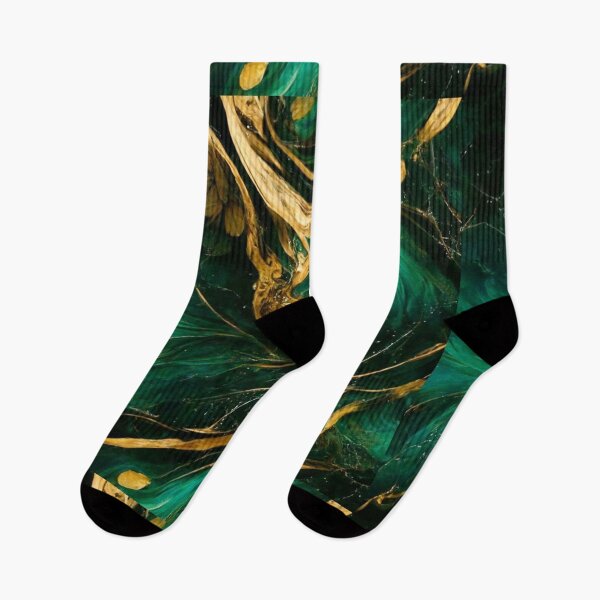 Item preview, Emerald green and gold flowy marble print designed and sold by HadeeeeL.