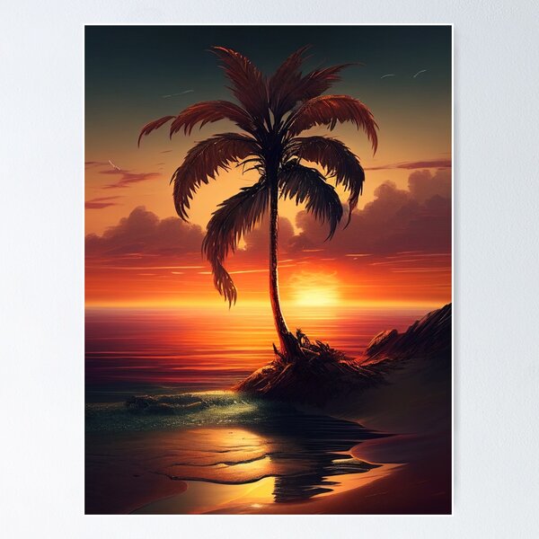 Beach Palm Trees #9 Tropical deals Sunset (orange) Tailgate Wrap Vinyl Graphic Decal