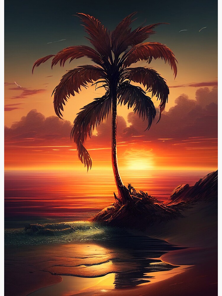 Sunset Palm Tree Trees Plants Nature Wall Art Stickers for Kids Home Room  Decals