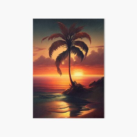 Painted Rocks Palm Trees Silhouette Beach Decor Sunset Sunrise