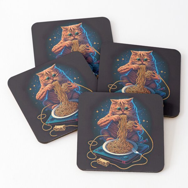 Item preview, Orange cat eating spaghetti in space designed and sold by MystiS.