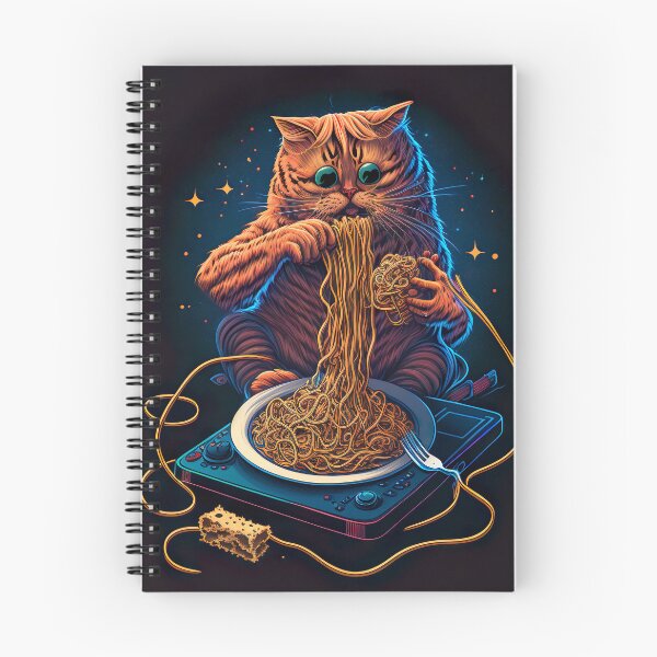 Item preview, Orange cat eating spaghetti in space designed and sold by MystiS.