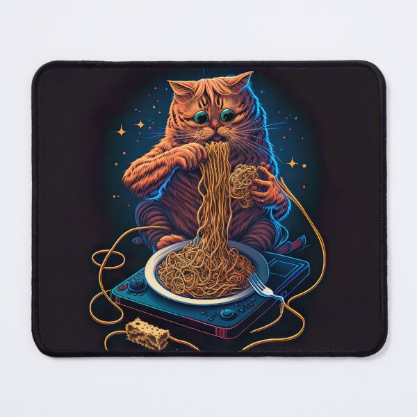 Item preview, Orange cat eating spaghetti in space designed and sold by MystiS.