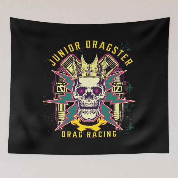 Item preview, Junior Dragster Drag Racing Skull Spark Plugs Piston Rods Jr Dragster Drag Racer Dragster Driver designed and sold by CarantinedChaos.