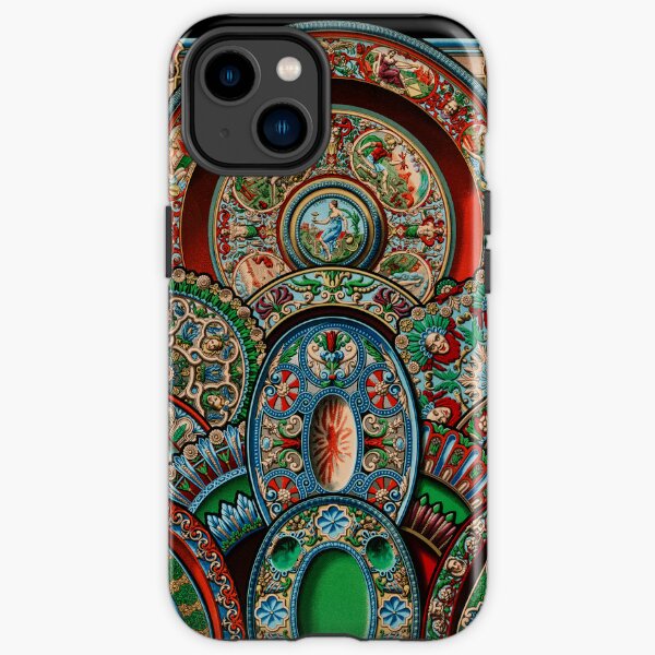 Renaissance pattern. Digitally enhanced from our own original 1888 edition from L'ornement Polychrome by Albert Racine (1825–1893). iPhone Tough Case