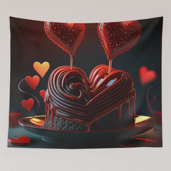 Item preview, Valentine: Chocolate heart dessert and two candy hearts designed and sold by RK - Shop.