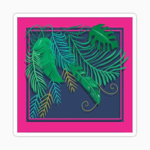 Jungle Graphic and Pink Border by Russ Iden Art Sticker