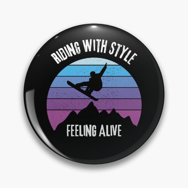 Item preview, Riding With Style Feeling Alive, Vintage Sunset Snowboarder Design designed and sold by RektRepublic.