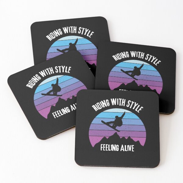 Item preview, Riding With Style Feeling Alive, Vintage Sunset Snowboarder Design designed and sold by RektRepublic.