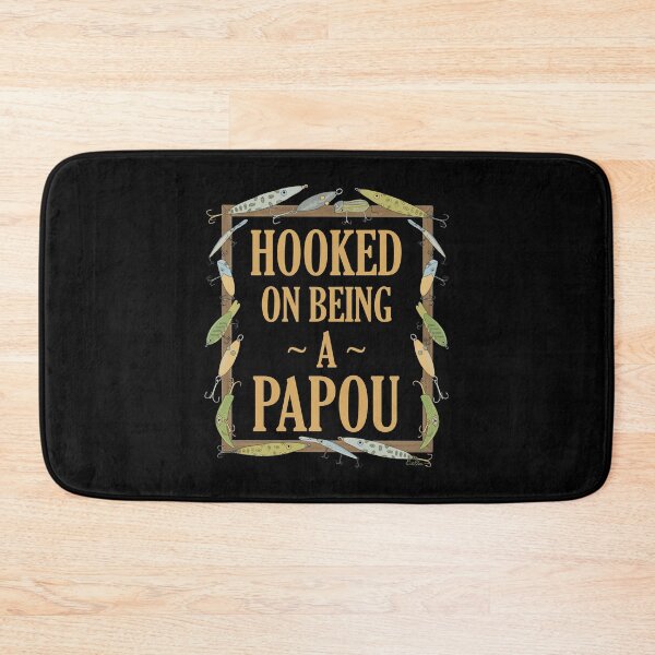 Item preview, Hooked on being a Papou - Papou Fishing Lure Design - Fishing Lures Border - Black designed and sold by EcoElsa.