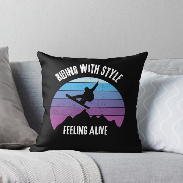 Item preview, Riding With Style Feeling Alive, Vintage Sunset Snowboarder Design designed and sold by RektRepublic.
