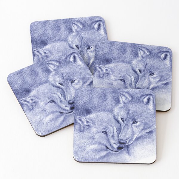 Item preview, Hug 2 wolves - blue colorized version designed and sold by SylvieG18.