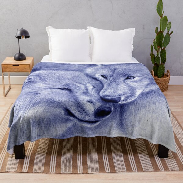 Item preview, Hug 2 wolves - blue colorized version designed and sold by SylvieG18.