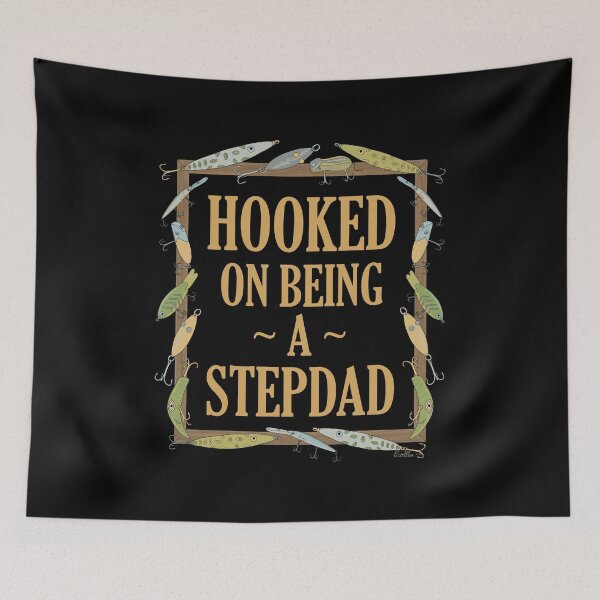 Item preview, Hooked on being a Stepdad - Stepdad Fishing Lure Design - Fishing Lures Border - Black designed and sold by EcoElsa.