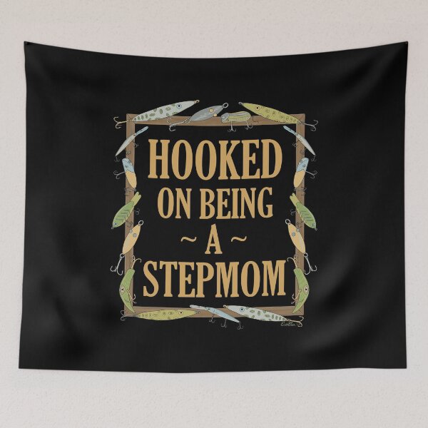 Item preview, Hooked on being a Stepmom - Stepmom Fishing Lure Design - Fishing Lures Border - Black designed and sold by EcoElsa.