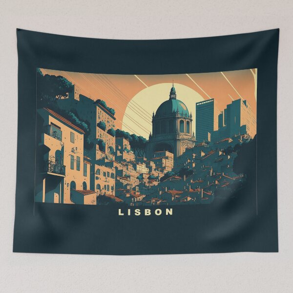 Item preview, Lisbon depicted in the style of a Japanese print. designed and sold by Myriam Iart.