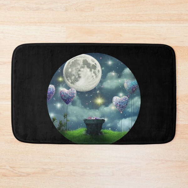 Item preview, A Night Sky to Warm Your Heart: A Round Image Featuring a Full Moon, Starry sky, and Heart Balloons designed and sold by Mechanical-Artt.