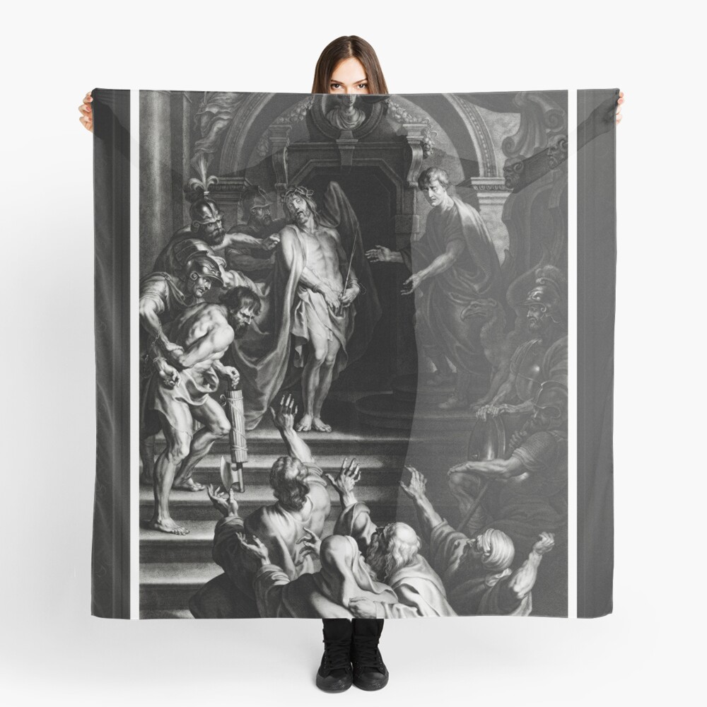 Pontius Pilatus Toont Christus Aan De Joden Voor Het Gerechtsgebouw - Life Ever After and Death 3 Pontius Pilatus Toont Christus Aan De Joden Voor Het Gerechtsgebouw Remastered Xzendor7 Classical Art Old Masters Reproductions Ladies Scarf