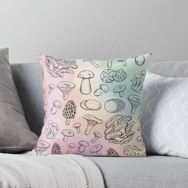 Item preview, Cottage core mushroom art pink and blue designed and sold by ClockInClockOut.