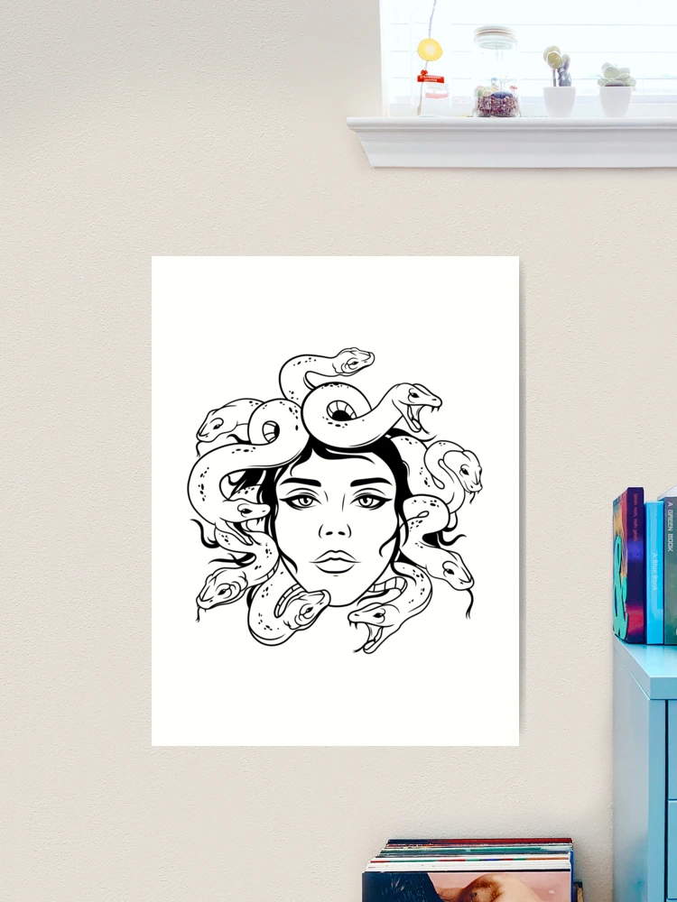 Medusa Snake Face Goddess Medusa halloween Greek Mythology Snakes head  witch Mythology Witchy Woman | Art Print