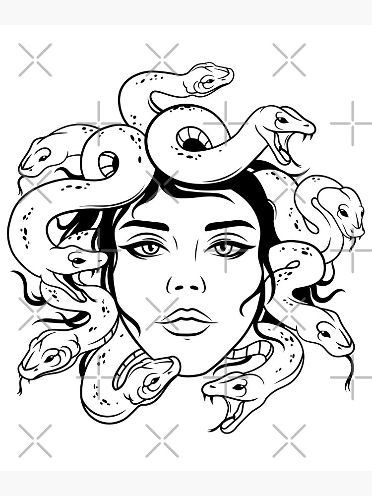 Medusa Snake Face Goddess Medusa halloween Greek Mythology Snakes head  witch Mythology Witchy Woman Poster for Sale by HAWORD