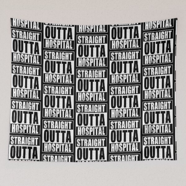Artikelvorschau, Straight Outta Hospital (weiß) entworfen und verkauft von SolidEarthArt.