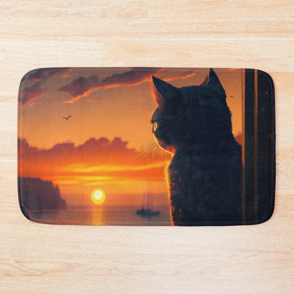 Item preview, Сat watching sunset scene designed and sold by AllYouNeed99.