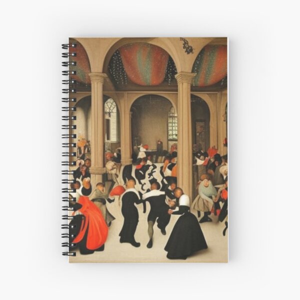 Based on the painting "Wedding Dance", painted in 1566 by the Dutch artist Pieter Brueghel the Elder. The bride in a black dress is in the center, according to the traditions of that time. Spiral Notebook