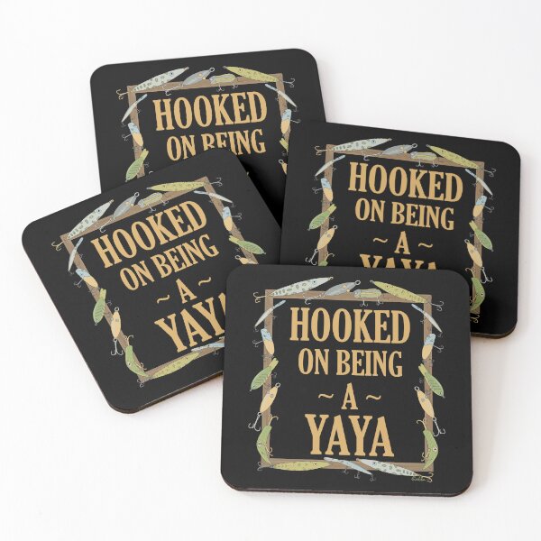 Item preview, Hooked on being a Yaya - Yaya Fishing Lure Design - Fishing Lures Border - Black designed and sold by EcoElsa.