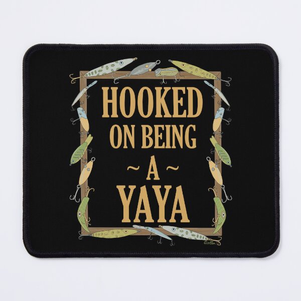 Item preview, Hooked on being a Yaya - Yaya Fishing Lure Design - Fishing Lures Border - Black designed and sold by EcoElsa.