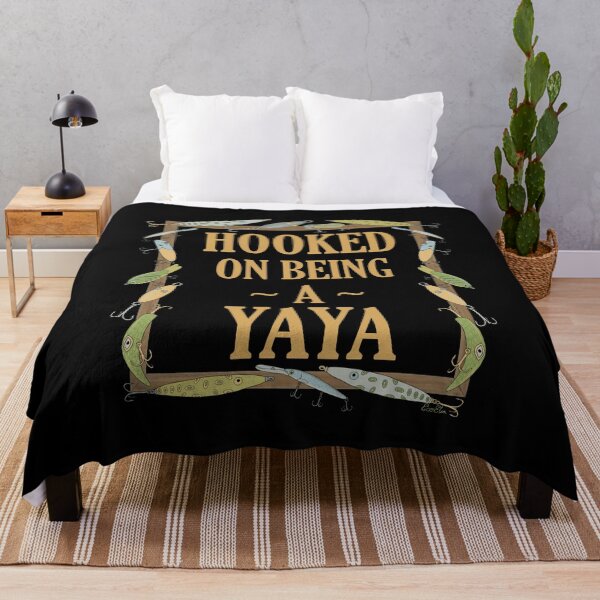 Item preview, Hooked on being a Yaya - Yaya Fishing Lure Design - Fishing Lures Border - Black designed and sold by EcoElsa.
