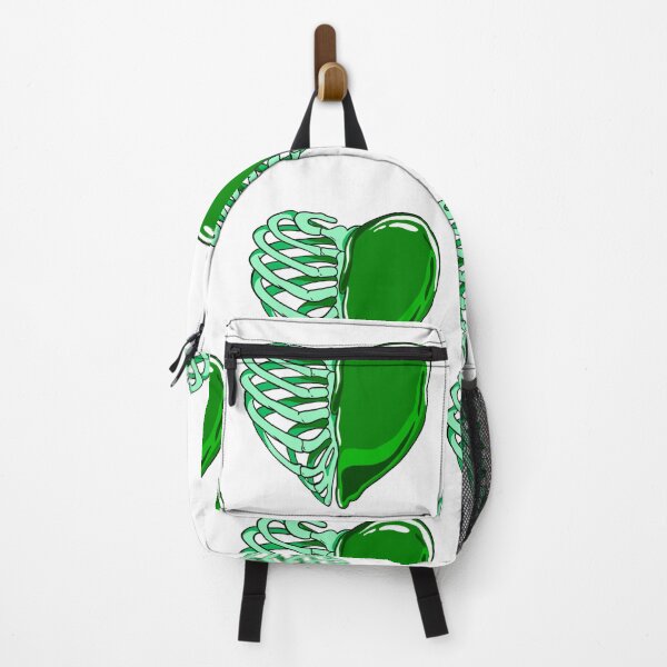 Item preview, half skeleton ribcage heart - green designed and sold by Jesanns.