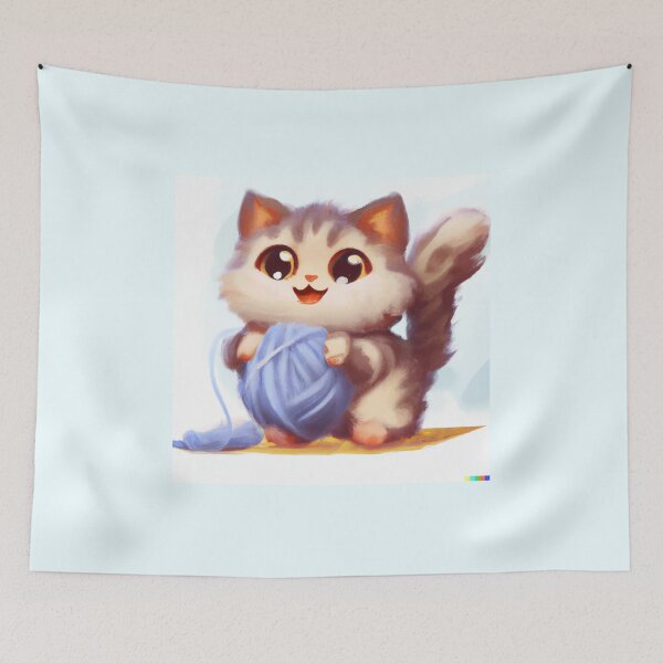 Item preview, funny and cute cat with a ball of wool designed and sold by orchidgd.