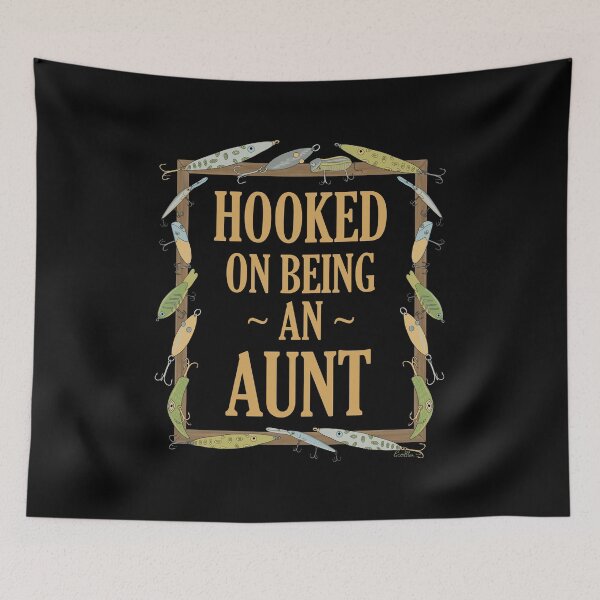 Item preview, Hooked on being a Aunt - Aunt Fishing Lure Design - Fishing Lures Border - Black designed and sold by EcoElsa.