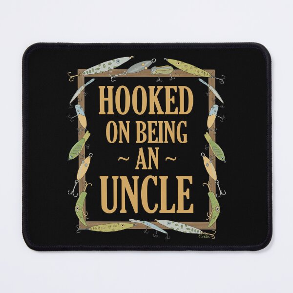 Item preview, Hooked on being a Uncle - Uncle Fishing Lure Design - Fishing Lures Border - Black designed and sold by EcoElsa.