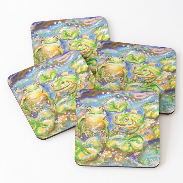 Item preview, Frog love waterlilies pond designed and sold by artbyangie.