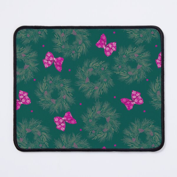 Item preview, Christmas Wreaths and Bright Pink Bows on Green designed and sold by dKarthdesign.