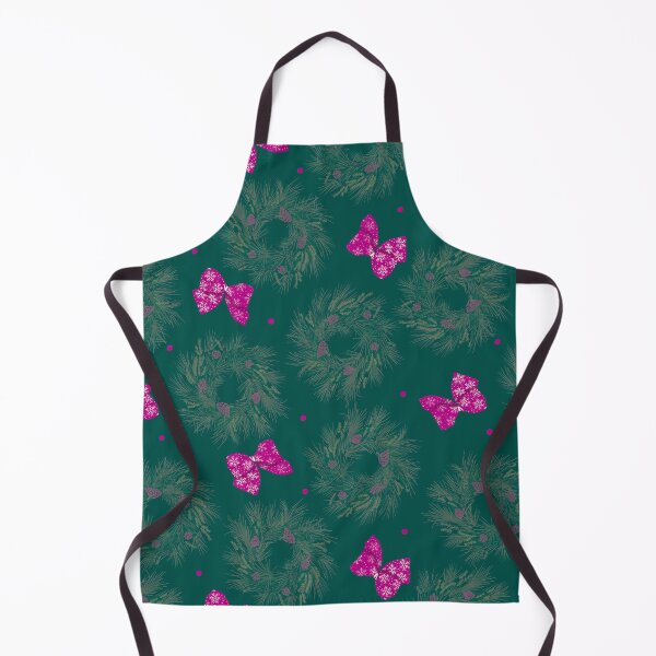 Item preview, Christmas Wreaths and Bright Pink Bows on Green designed and sold by dKarthdesign.