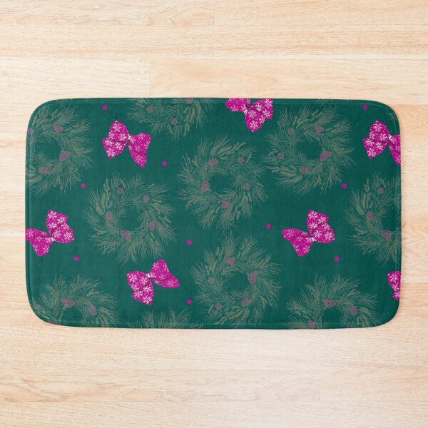 Item preview, Christmas Wreaths and Bright Pink Bows on Green designed and sold by dKarthdesign.