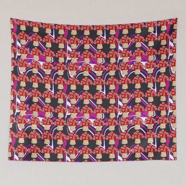 Item preview, Weirdcore mushroom abstract purple background designed and sold by ClockInClockOut.