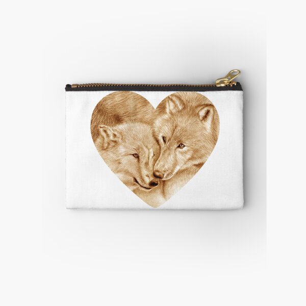 Item preview, Hug 2 wolves, heart shape - brown colorized version designed and sold by SylvieG18.