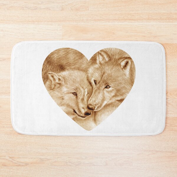 Item preview, Hug 2 wolves, heart shape - brown colorized version designed and sold by SylvieG18.