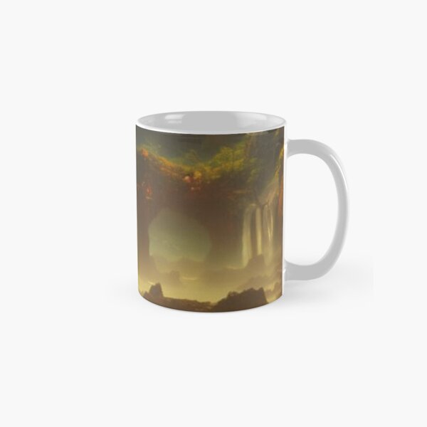 Romantic landscape with mountains and a waterfall in the background Classic Mug