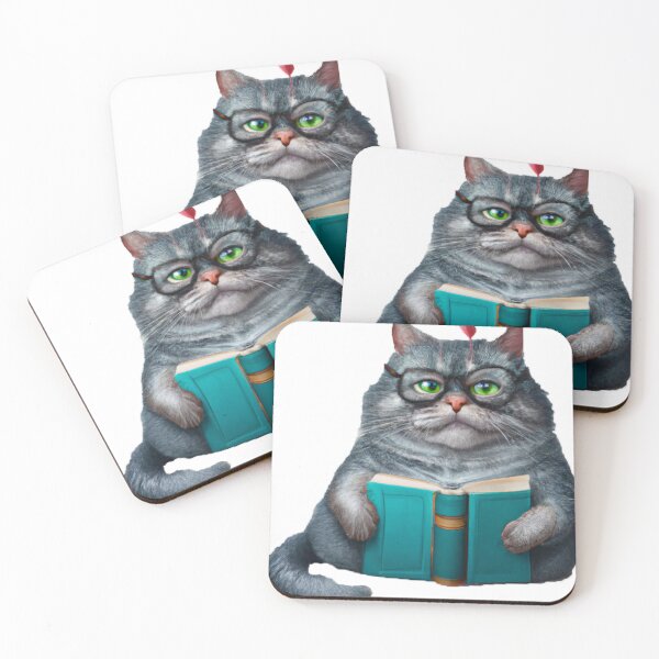 Item preview, Wise cat reading a book designed and sold by CruntzShop.