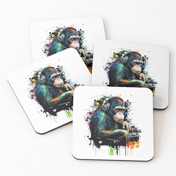 Item preview, music, Colorful monkey listening to music designed and sold by OTA01.