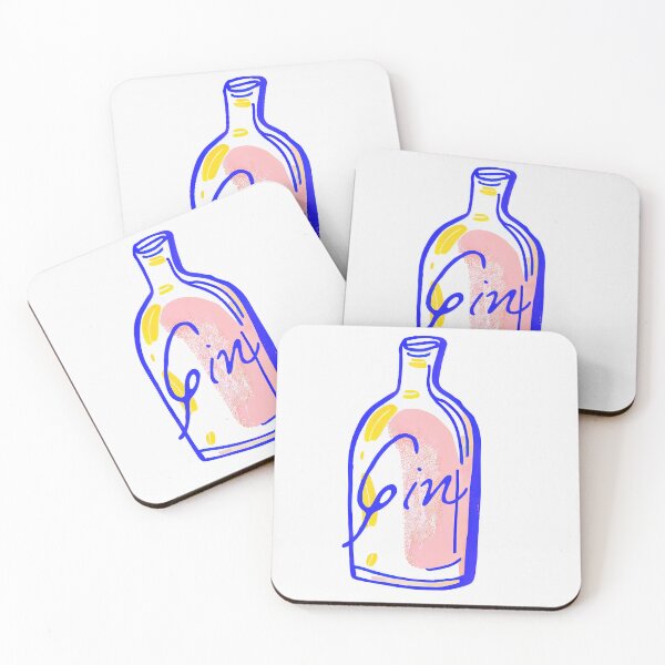 Item preview, Gin Bottle Modern Blue Abstract Drawing Modern Art designed and sold by PinkNomad.