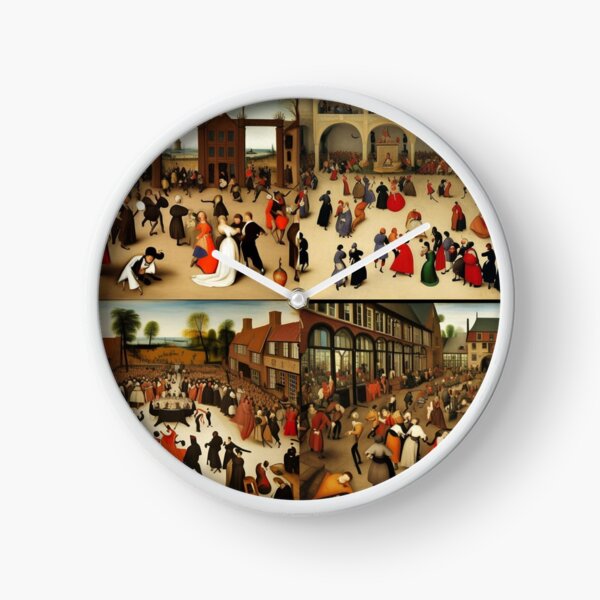 Copy of Based on the painting "Wedding Dance", painted in 1566 by the Dutch artist Pieter Brueghel the Elder. The bride in a black dress is in the center, according to the traditions of that time. Clock
