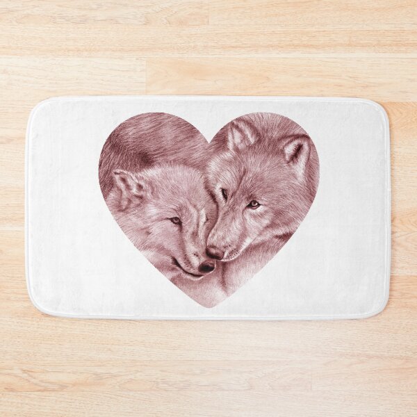 Item preview, Hug 2 wolves, heart shape - colorized brown-red version designed and sold by SylvieG18.