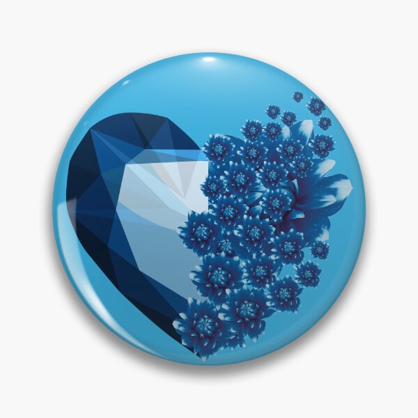 Item preview, Blue Crystal Heart Magic, Illustration of beautiful crystal heart transforming into multiple blue flowers. designed and sold by Malogue.