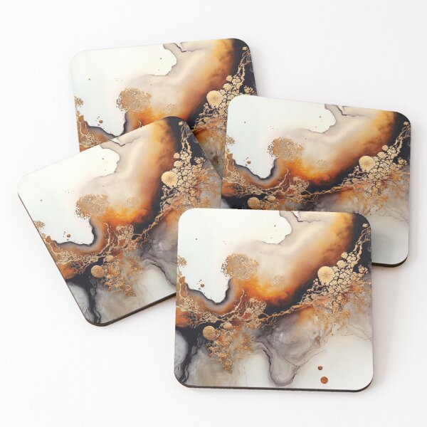 Item preview, Molten Caramel - Abstract Alcohol Ink Resin Art designed and sold by inkvestor.